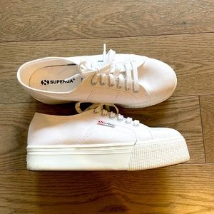 Superga White Platform Sneakers - Size 40/US9